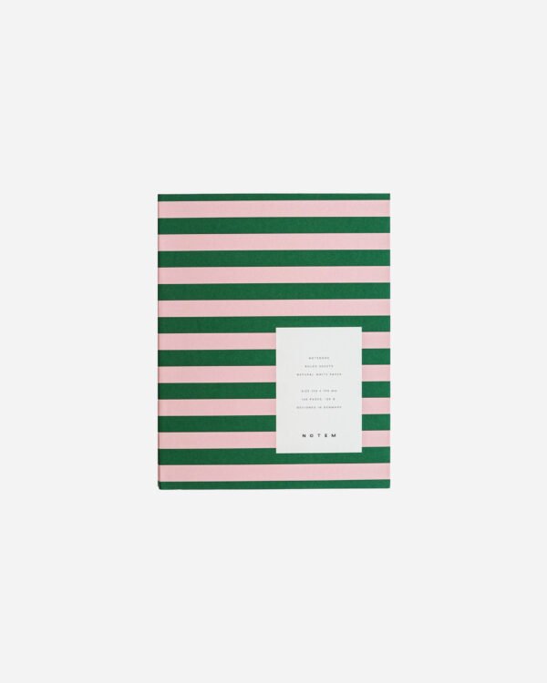 Uma Notebook Medium – Green & Rose Stripes