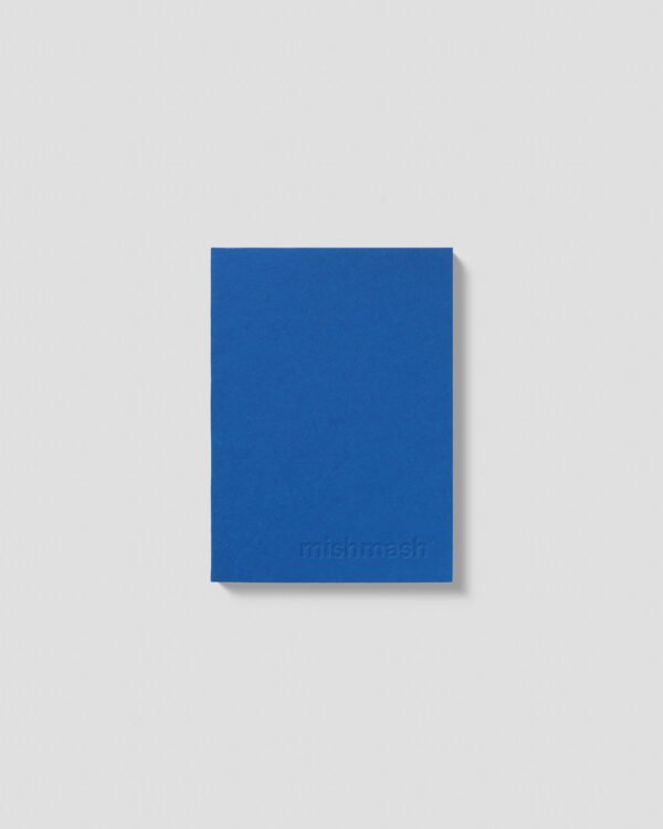 Front view of the Naked A6 notebook by Mishmash in cobalt. The Mishmash logo is embossed on the bottom right.